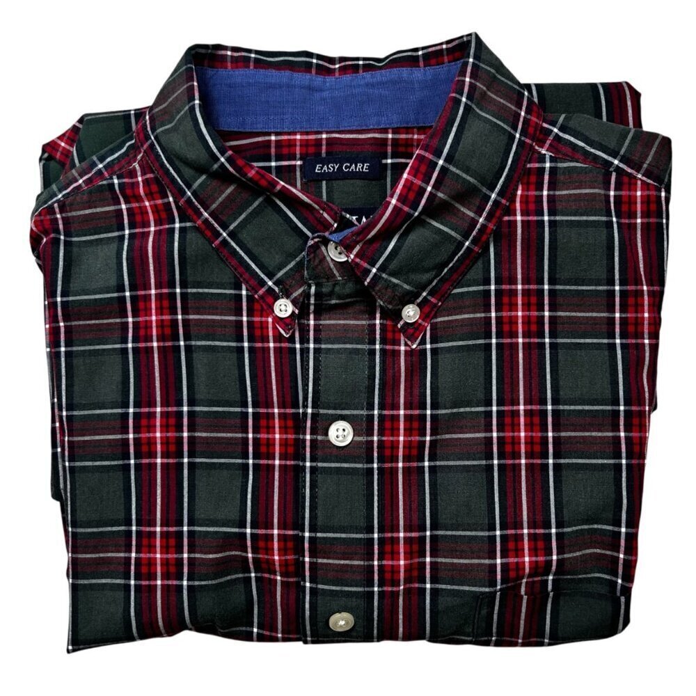 Chaps Large Men Plaid Shirt Holiday Work Long Sleeve Green Red